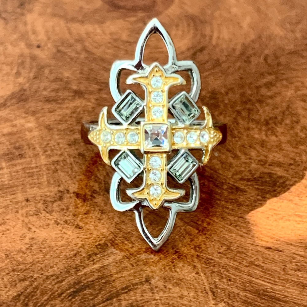 SWAROVSKI CRYSTAL CROSS RING